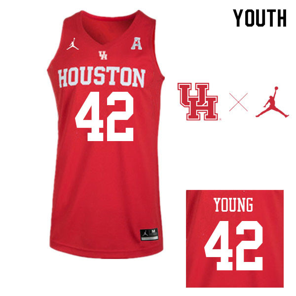 Jordan Brand Youth #42 Michael Young Houston Cougars College Basketball Jerseys Sale-Red